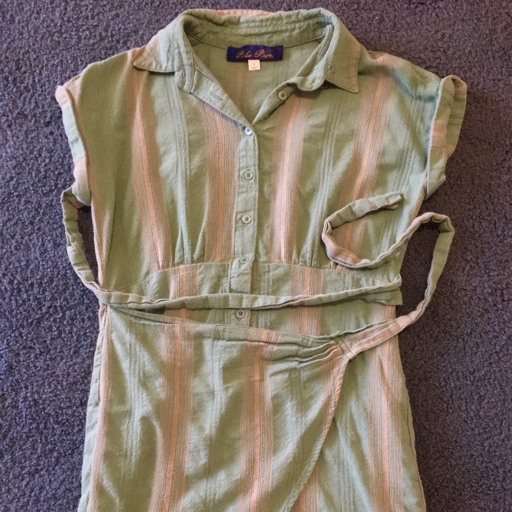 Green and Pink Wrap Dress